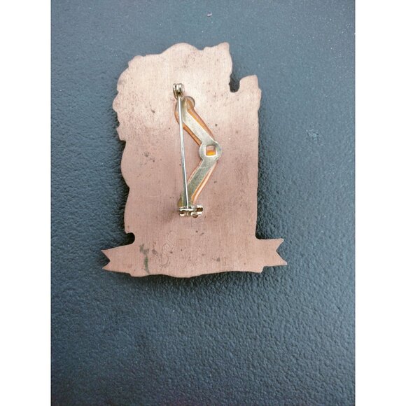 Kris Kringle Christmas Pin Brooch Vtg signed Bejeweled Handcrafted Copper Resin - Picture 6 of 7